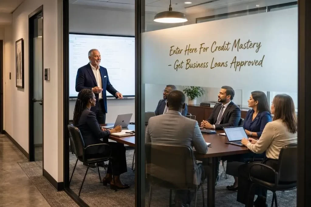 Iron Dane Richards leading an ISG3 seminar showing business compliance checklist for corporate credit