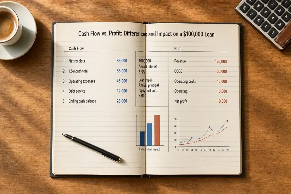 Cash Flow vs. Profit: Differences and Impact on a $100,000 Loan